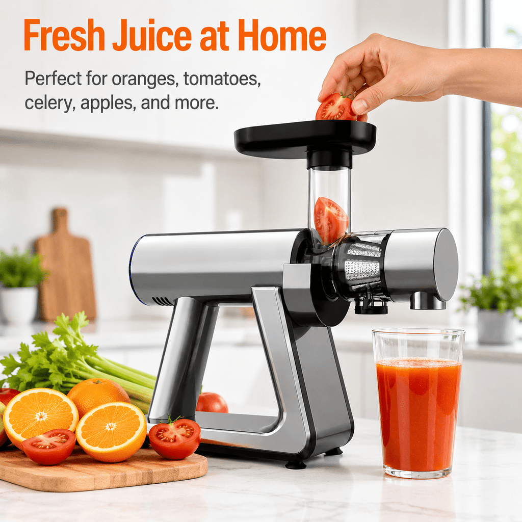 NICWIN Masticating Cold Press Juicer Machine, Slow Juice Extractor with Upgraded Fine Filter for Vegetables and Fruits, High Juice Yield & Easy to Clean, Gray