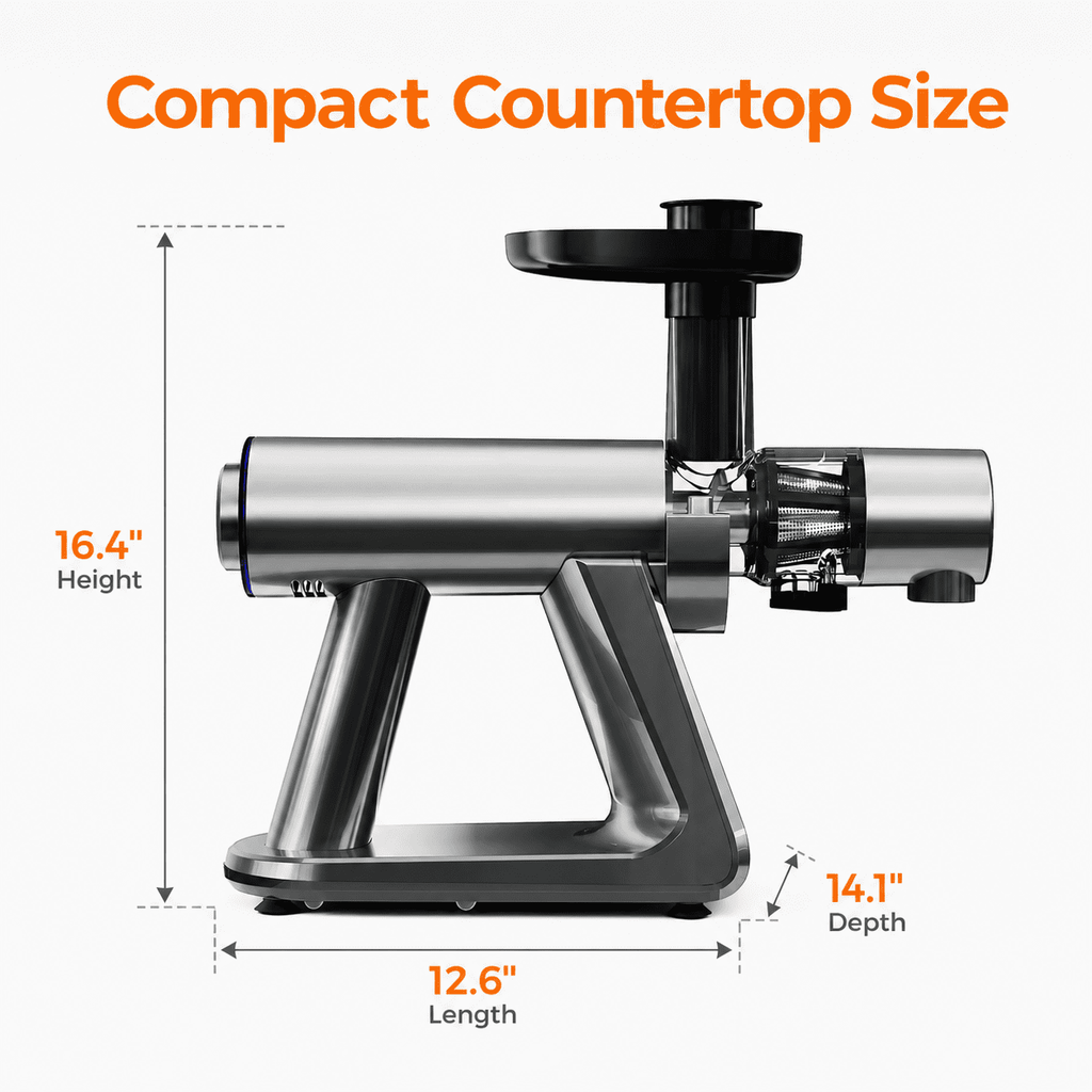 NICWIN Masticating Cold Press Juicer Machine, Slow Juice Extractor with Upgraded Fine Filter for Vegetables and Fruits, High Juice Yield & Easy to Clean, Gray